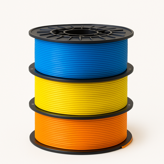 PLA 3D Filament – 3 × 1 kg Bundle (Blue, Yellow, Orange), 1.75 mm