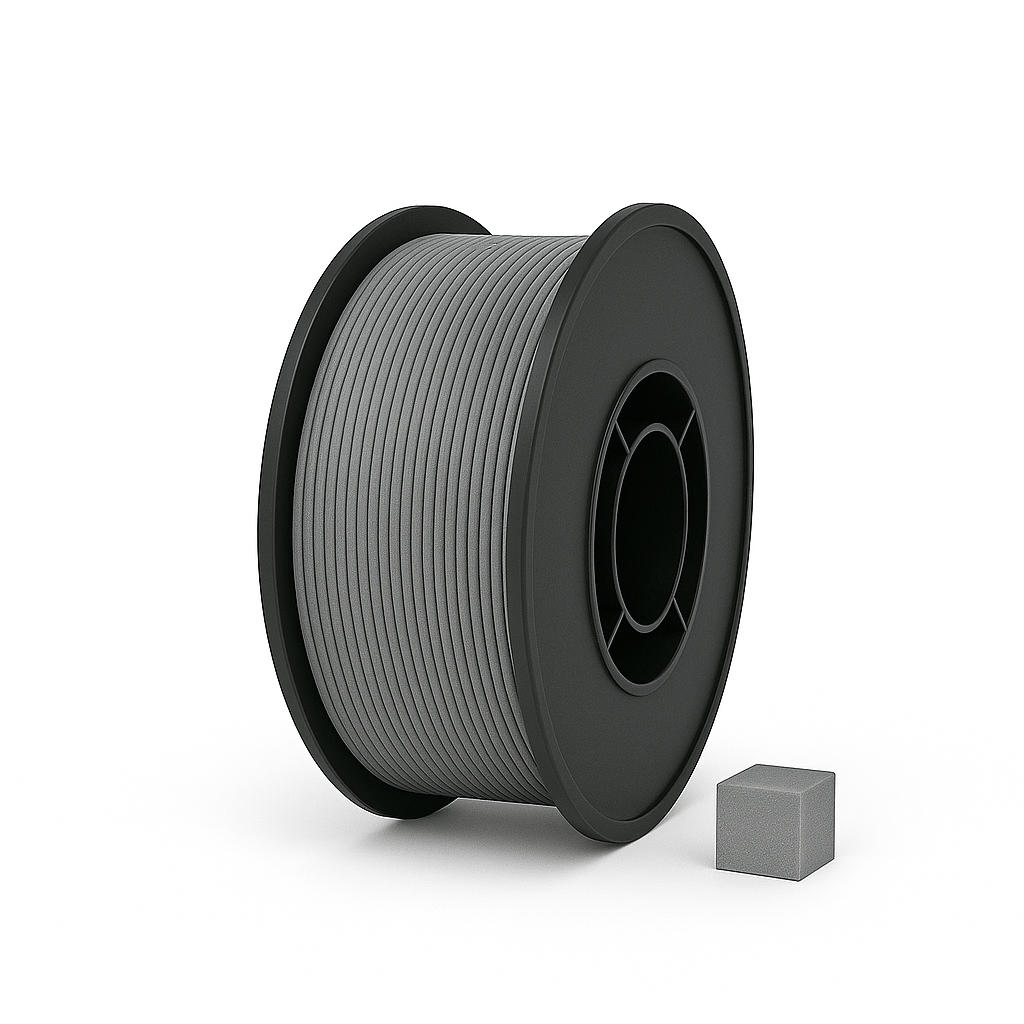 Pilkas PETG 3D plastikas 1.75 mm, 1 kg ritė – pagaminta Lietuvoje, Filacraft