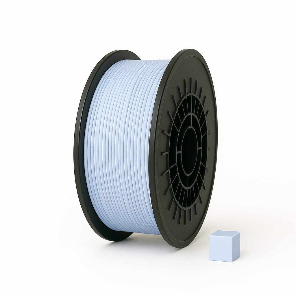 Ledinė mėlyna PETG 3D plastikas 1.75 mm, 1 kg ritė – pagaminta Lietuvoje, Filacraft