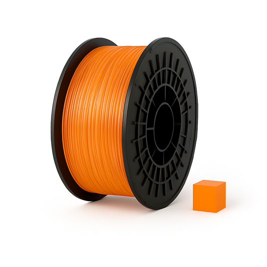 Skaidrus oranžinis PETG 3D plastikas 1.75 mm, 1 kg ritė – pagaminta Lietuvoje, Filacraft