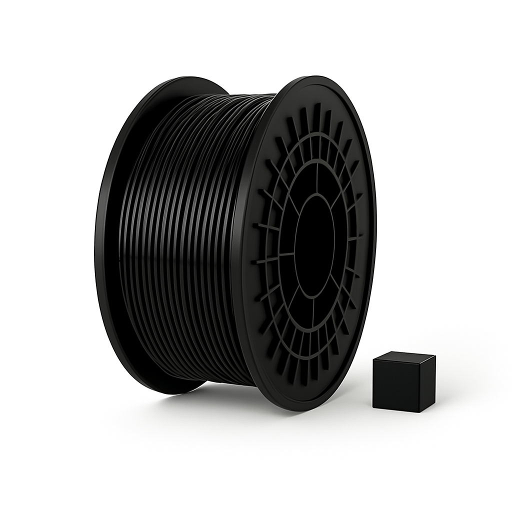 Juodas PLA 3D plastikas 1.75 mm, 1 kg ritė – pagaminta Lietuvoje, Filacraft