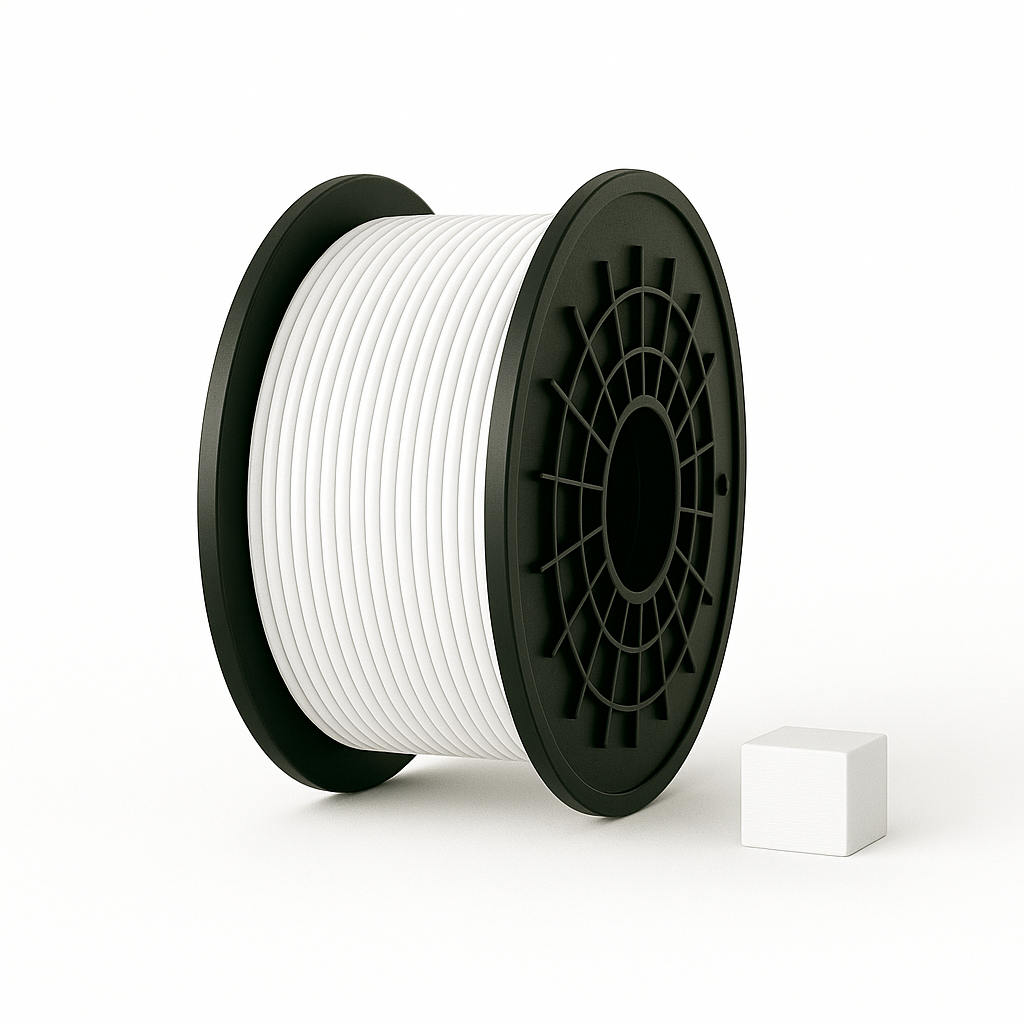 Baltas PLA 3D plastikas 1.75 mm, 1 kg ritė – pagaminta Lietuvoje, Filacraft