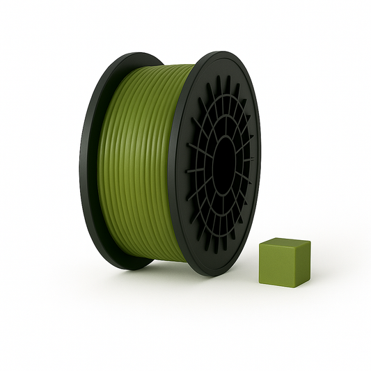 Skaidri alyvuogių žalia PETG 3D plastikas 1.75 mm, 1 kg ritė – pagaminta Lietuvoje, Filacraft