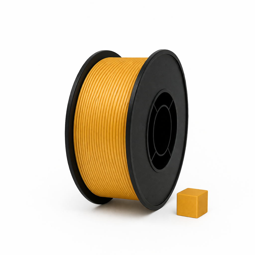 Auksinė geltona PLA 3D plastikas 1.75 mm, 1 kg ritė – pagaminta Lietuvoje, Filacraft