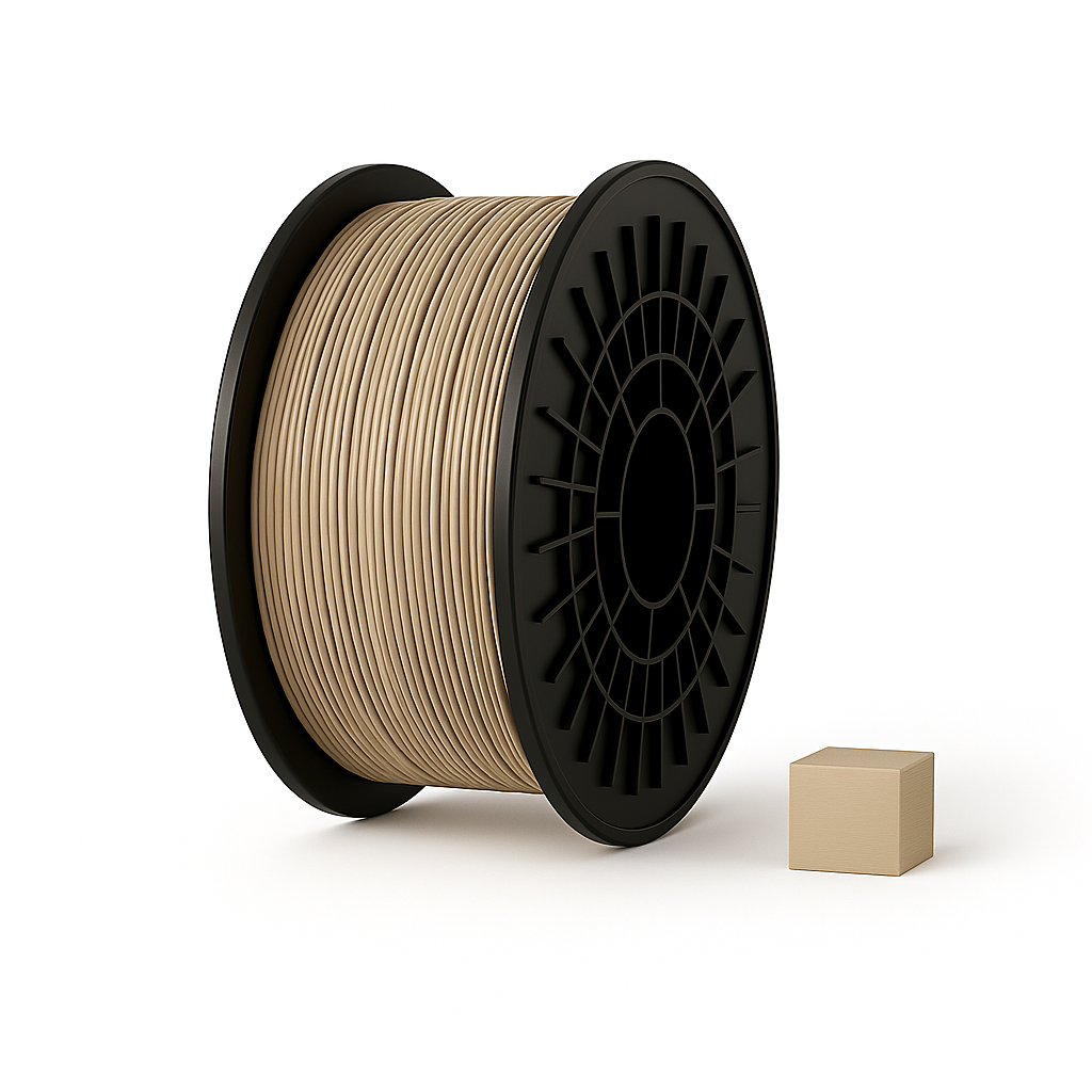 Šviesiai rudas PLA 3D plastikas 1.75 mm, 1 kg ritė – pagaminta Lietuvoje, Filacraft