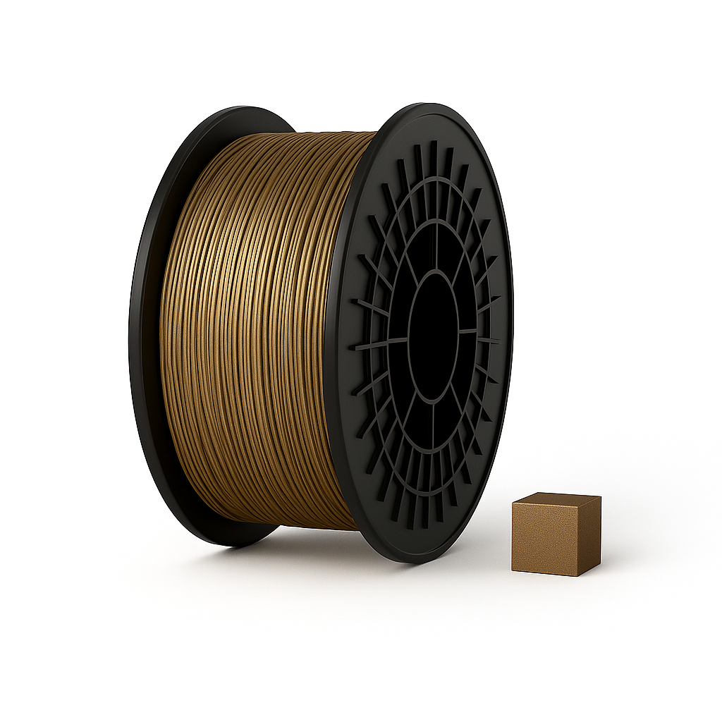 Bronzinė PLA 3D plastikas 1.75 mm, 1 kg ritė – pagaminta Lietuvoje, Filacraft