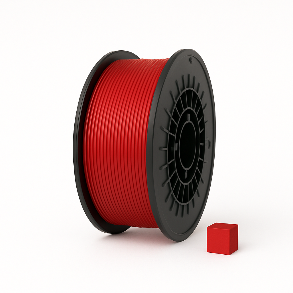 Raudonas PETG 3D plastikas 1.75 mm, 1 kg ritė – pagaminta Lietuvoje, Filacraft