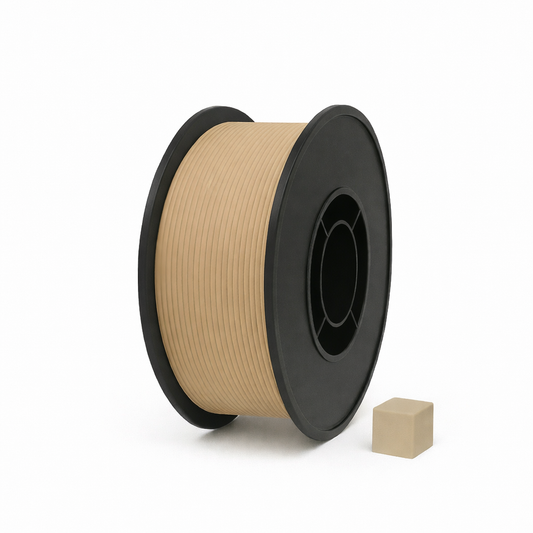 Šviesiai rudas PETG 3D plastikas 1.75 mm, 1 kg ritė – pagaminta Lietuvoje, Filacraft