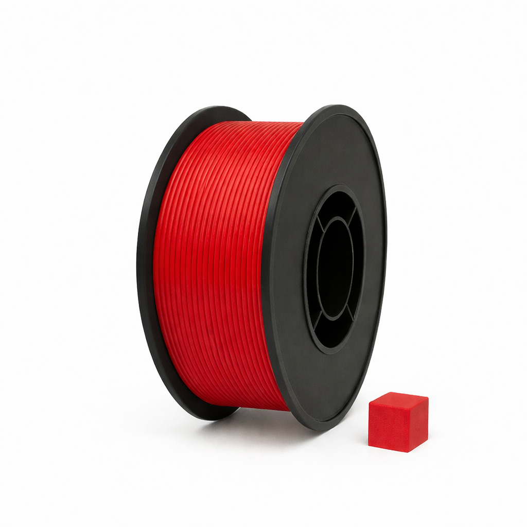Raudonas PLA 3D plastikas 1.75 mm, 1 kg ritė – pagaminta Lietuvoje, Filacraft