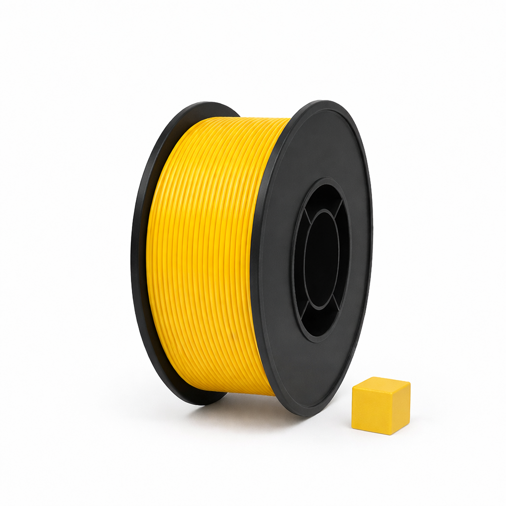 Geltonas PLA 3D plastikas 1.75 mm, 1 kg ritė – pagaminta Lietuvoje, Filacraft