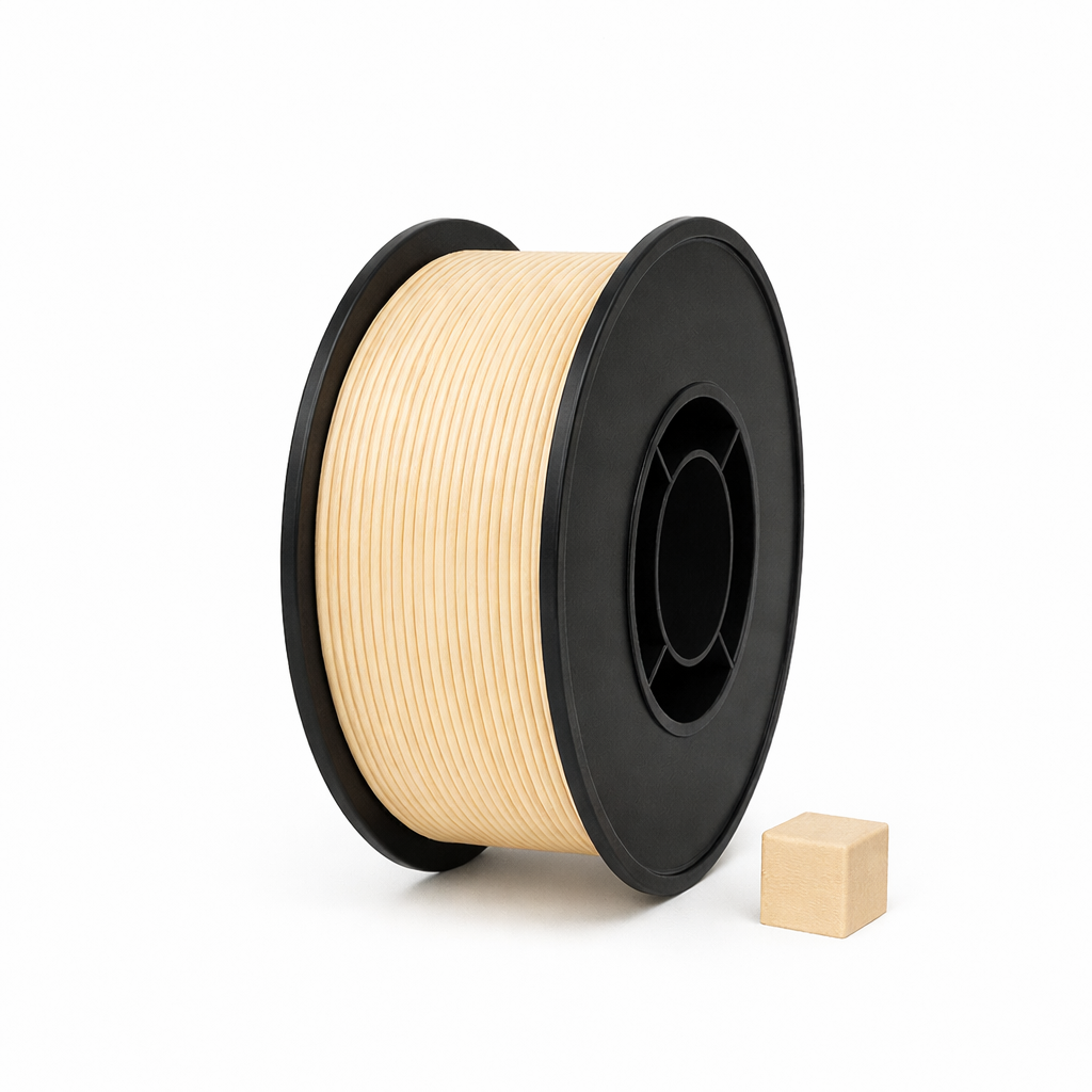 Light wood PLA 3D plastikas 1.75 mm, 1 kg ritė – pagaminta Lietuvoje, Filacraft