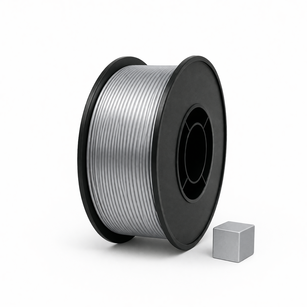 Sidabrinis PLA 3D plastikas 1.75 mm, 1 kg ritė – pagaminta Lietuvoje, Filacraft