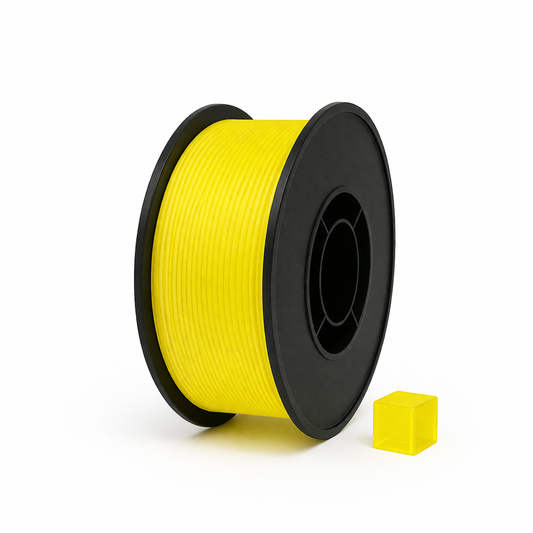 skaidri geltona PLA 3D plastikas 1.75 mm, 1 kg ritė – pagaminta Lietuvoje, Filacraft
