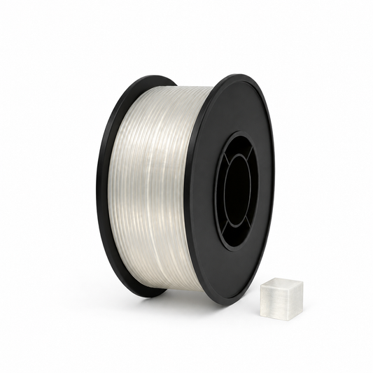 Skaidrus PLA 3D plastikas 1.75 mm, 1 kg ritė – pagaminta Lietuvoje, Filacraft